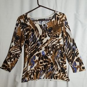 Boat neck Jones of NY water color print sweater.